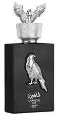 Lattafa Shaheen Silver top notes Cassis and Bergamot boost mood for daily wear.