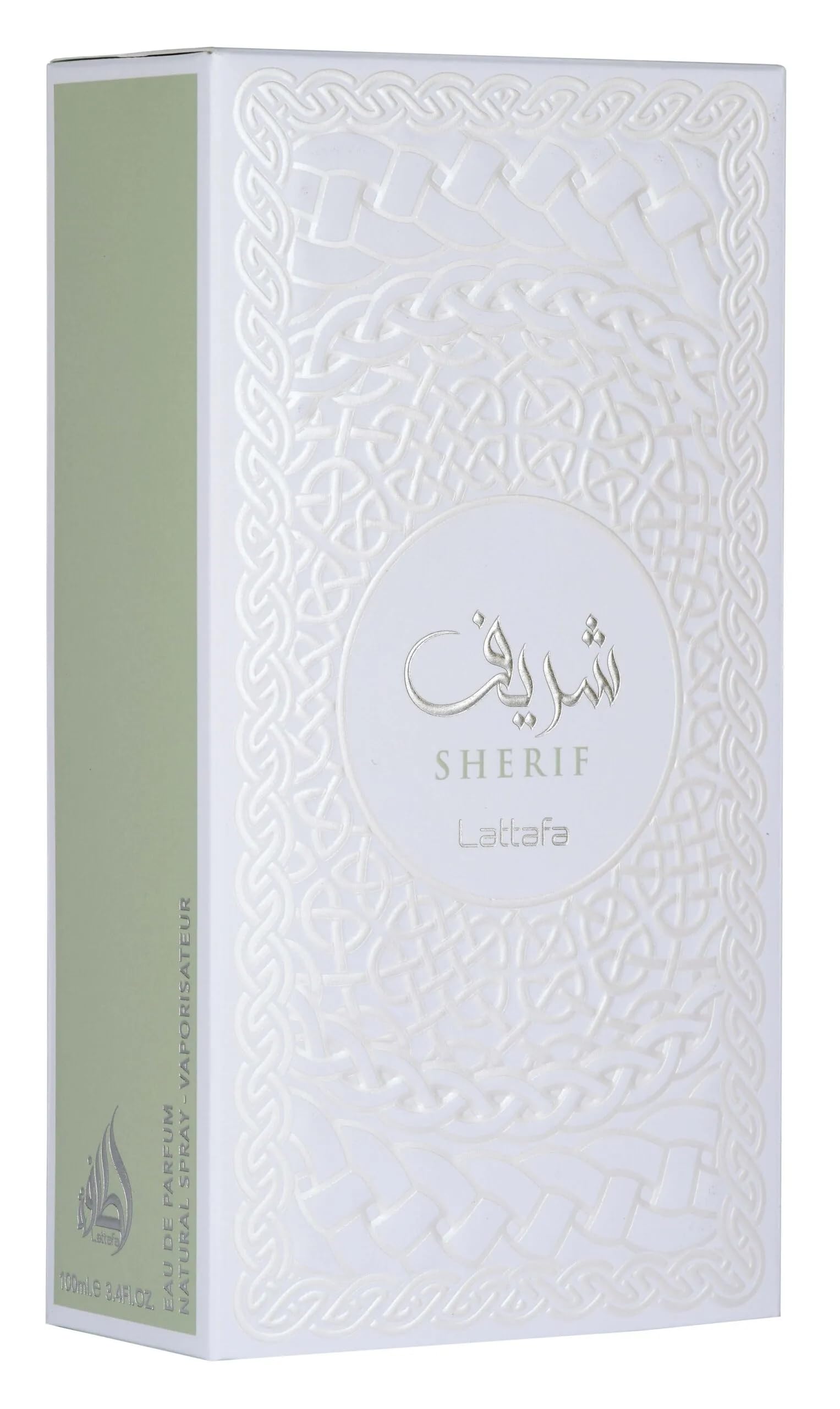 Lattafa Sherif base notes oakmoss, musk, and amber for a warm, lasting finish.