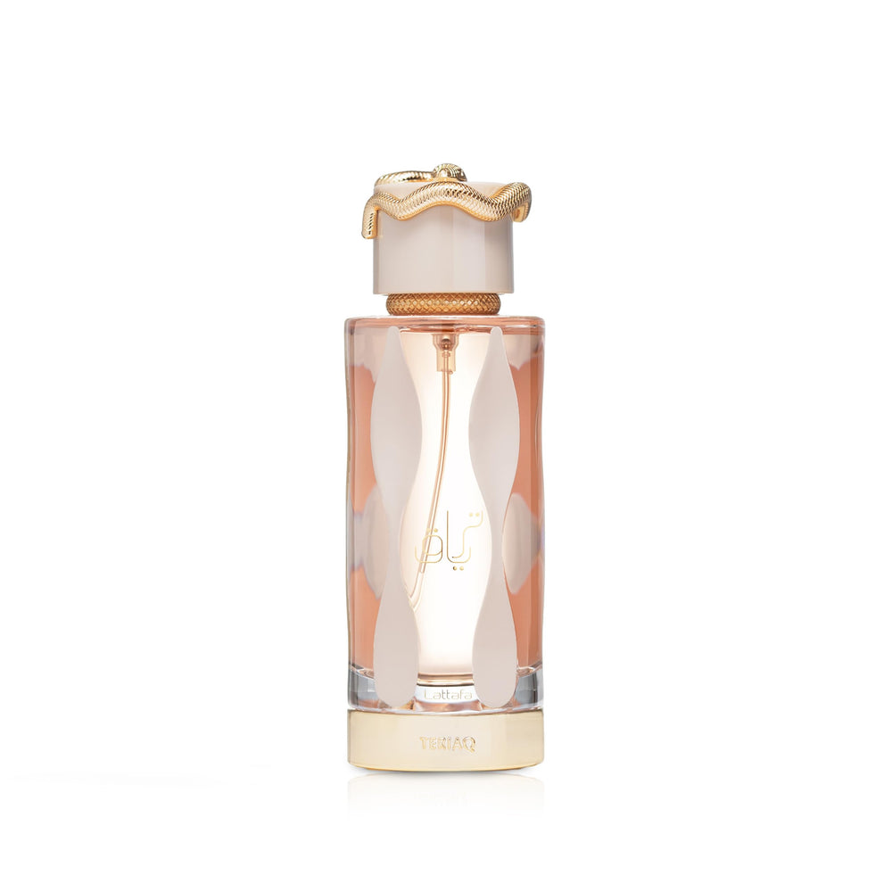 Lattafa Teriaq bottle front with sleek design for everyday elegance.