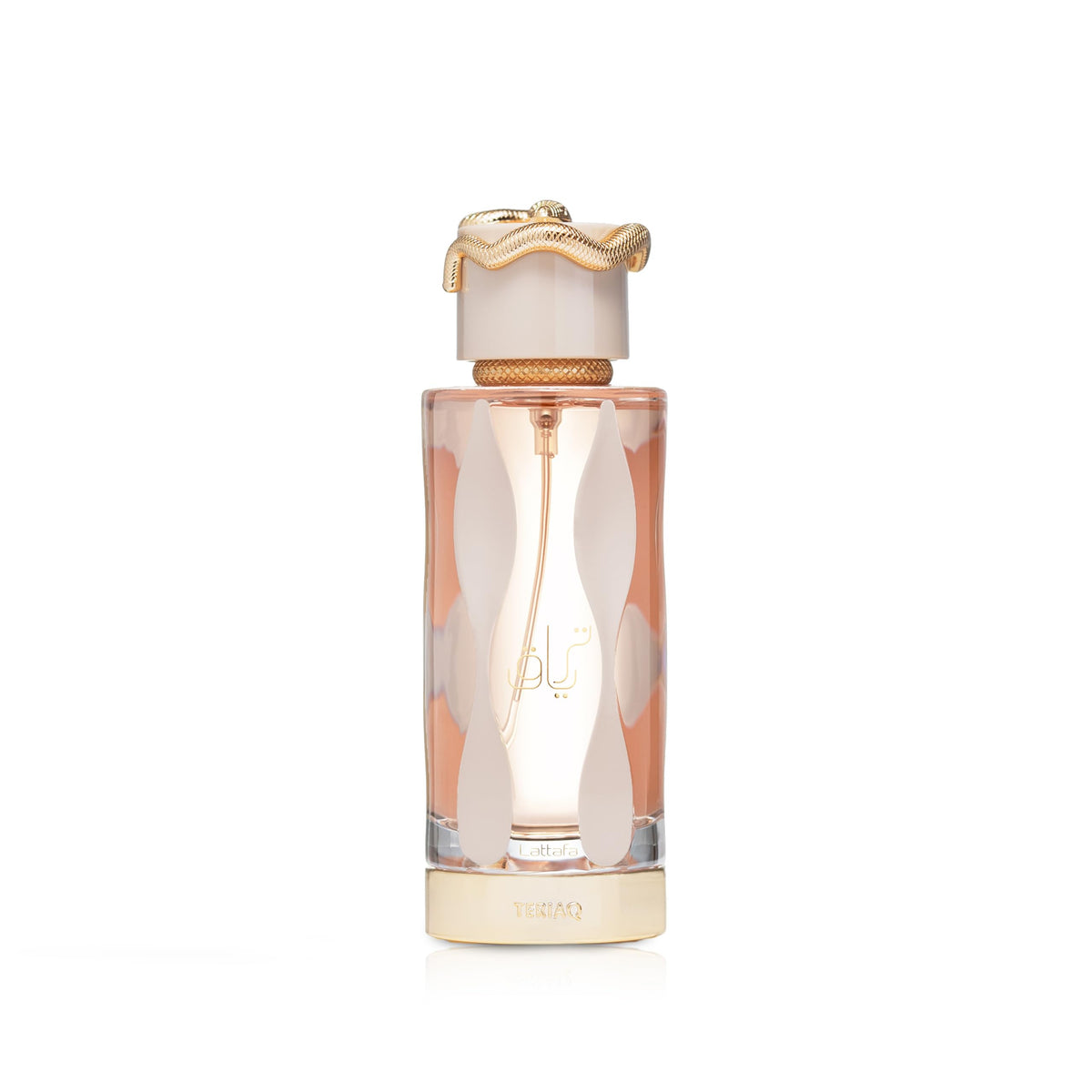 Lattafa Teriaq bottle front with sleek design for everyday elegance.