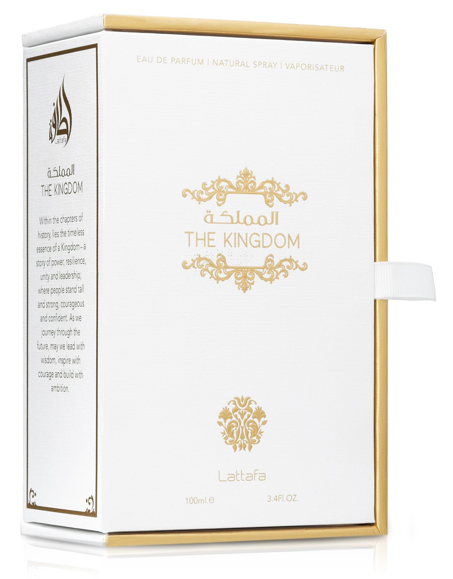 Lattafa The Kingdom base notes view with benzoin, tonka bean for lasting amber warmth