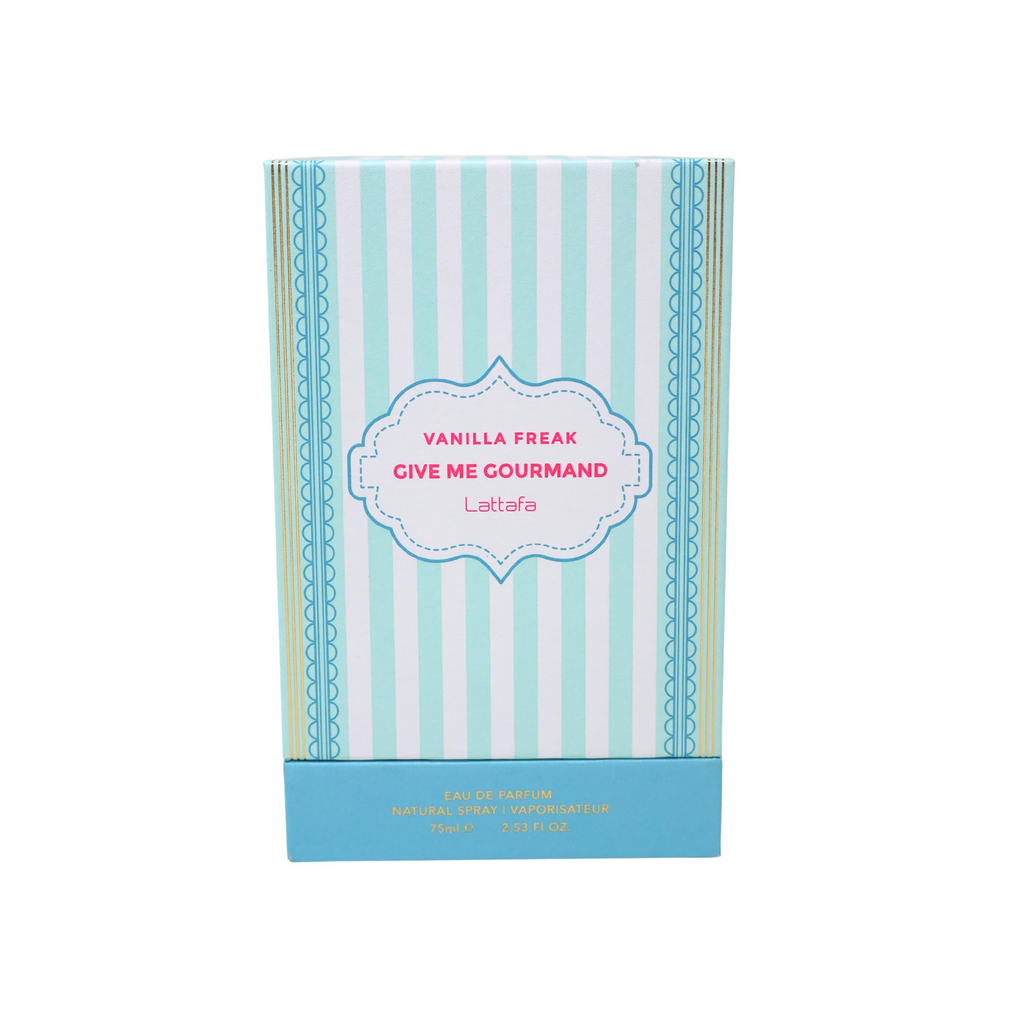 Lattafa Vanilla Freak packaging highlights 75ml size and premium presentation.