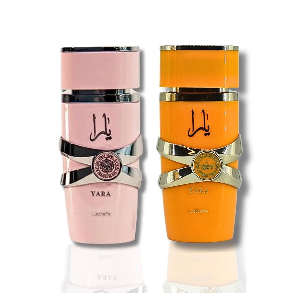 Lattafa Yara bottle pour highlighting rich warm notes for evening wear.