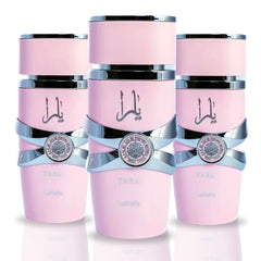 Lattafa Yara eau de parfum bottle front, showcasing amber vanilla warmth for daily confidence.