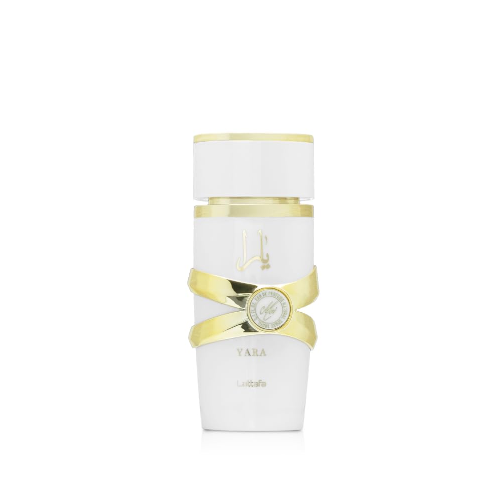 Lattafa Yara Moi bottle front view showcases floral gourmand profile for daytime wear