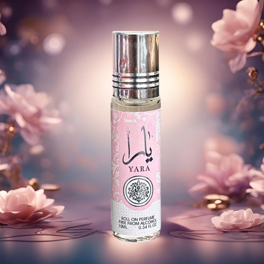 Lattafa Yara roll-on application on skin for subtle fragrance boost.