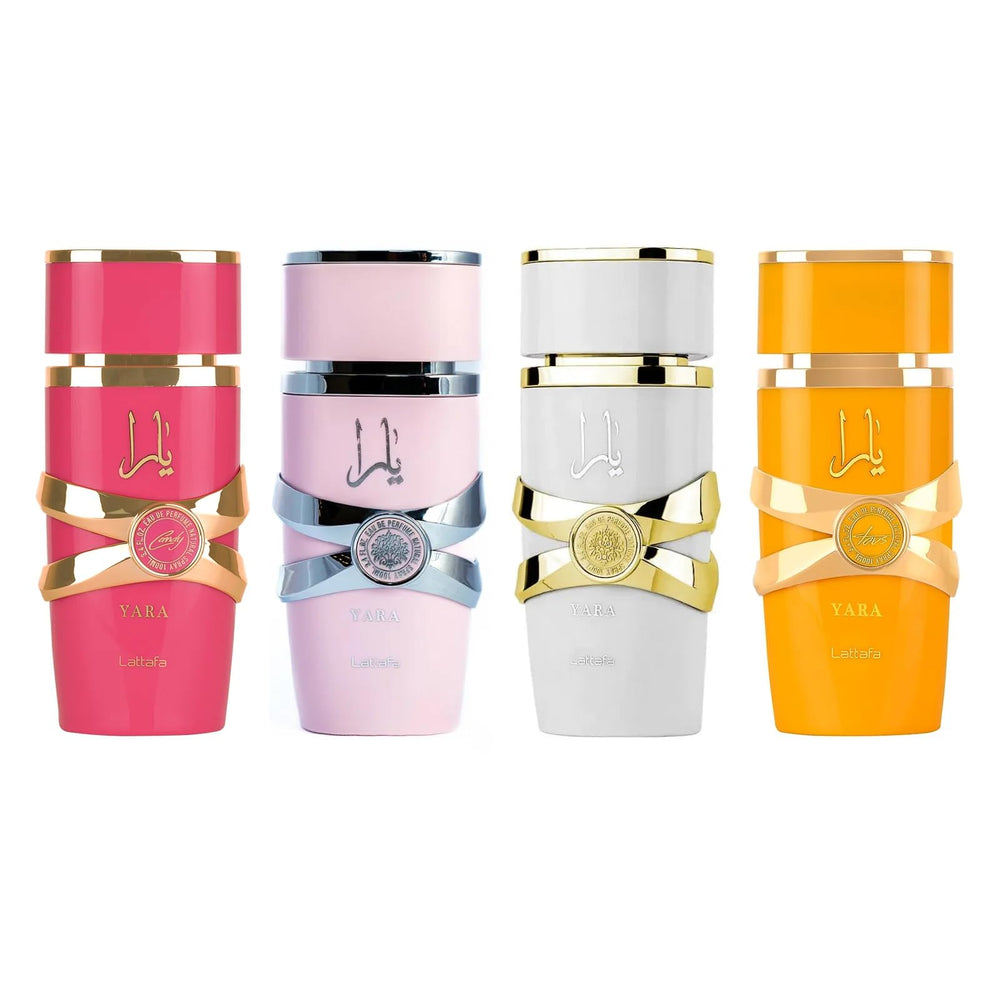 Lattafa Yara Tous bottle showcases tropical floral essence perfect for vacation vibes.