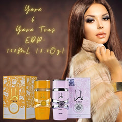 Lattafa Yara Yara Tous gift set packaging, elegant gift idea for perfume lovers.