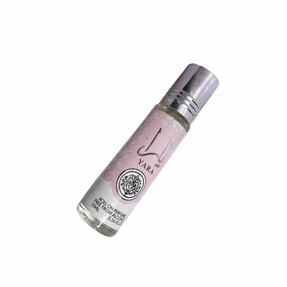 Lattafa Yara travel case with compact oil for trips.