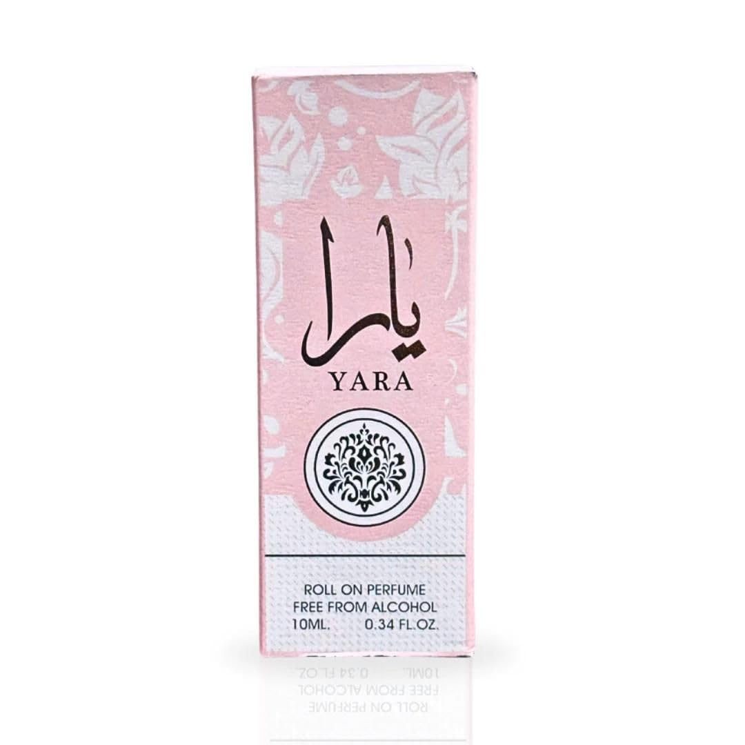 Lattafa Yara variation pack box highlighting convenient on-the-go use.