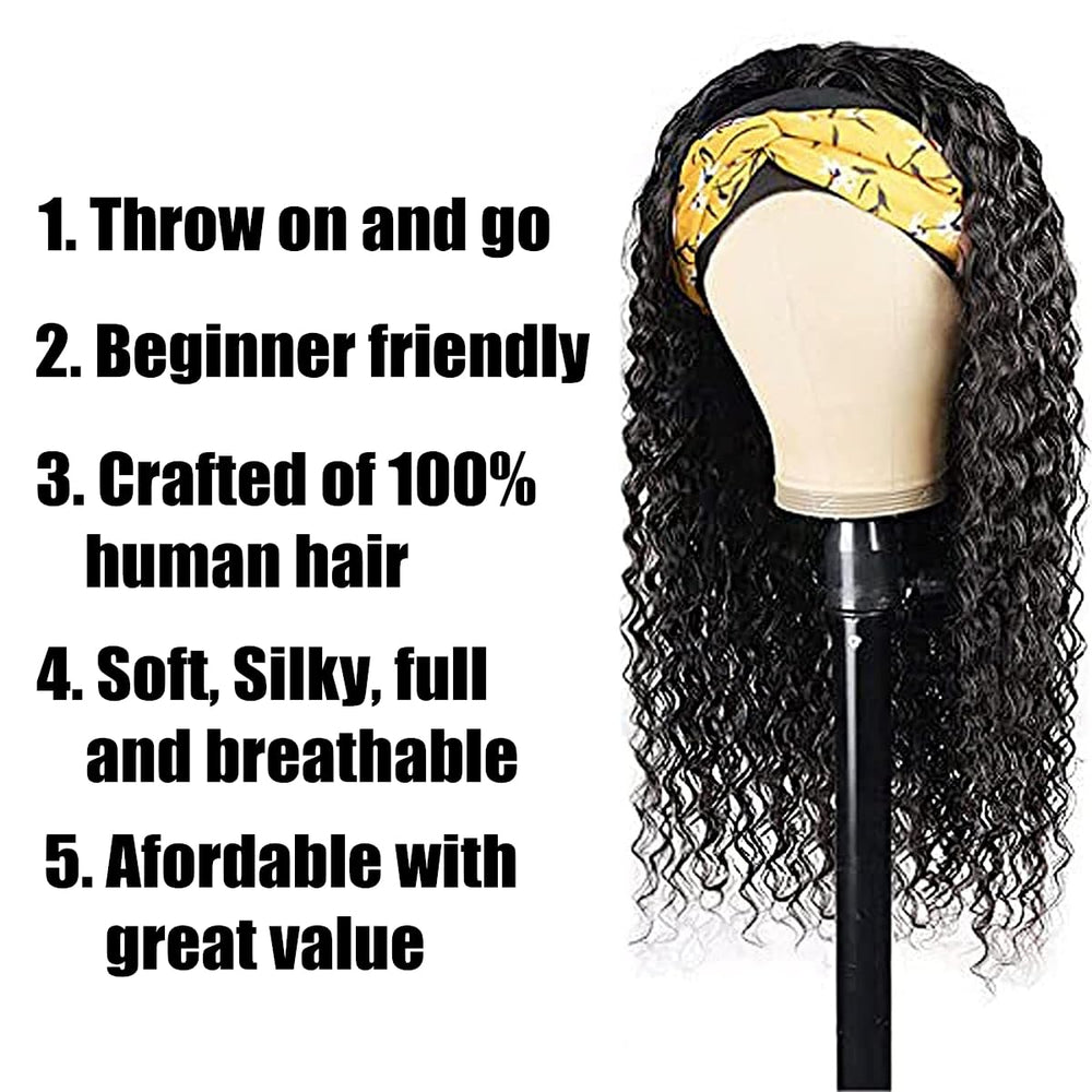 Lauberita headband wig 14in back view with full curls
