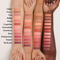 Laura Mercier Blush Color Infusion finish swatch: matte and shimmering options.