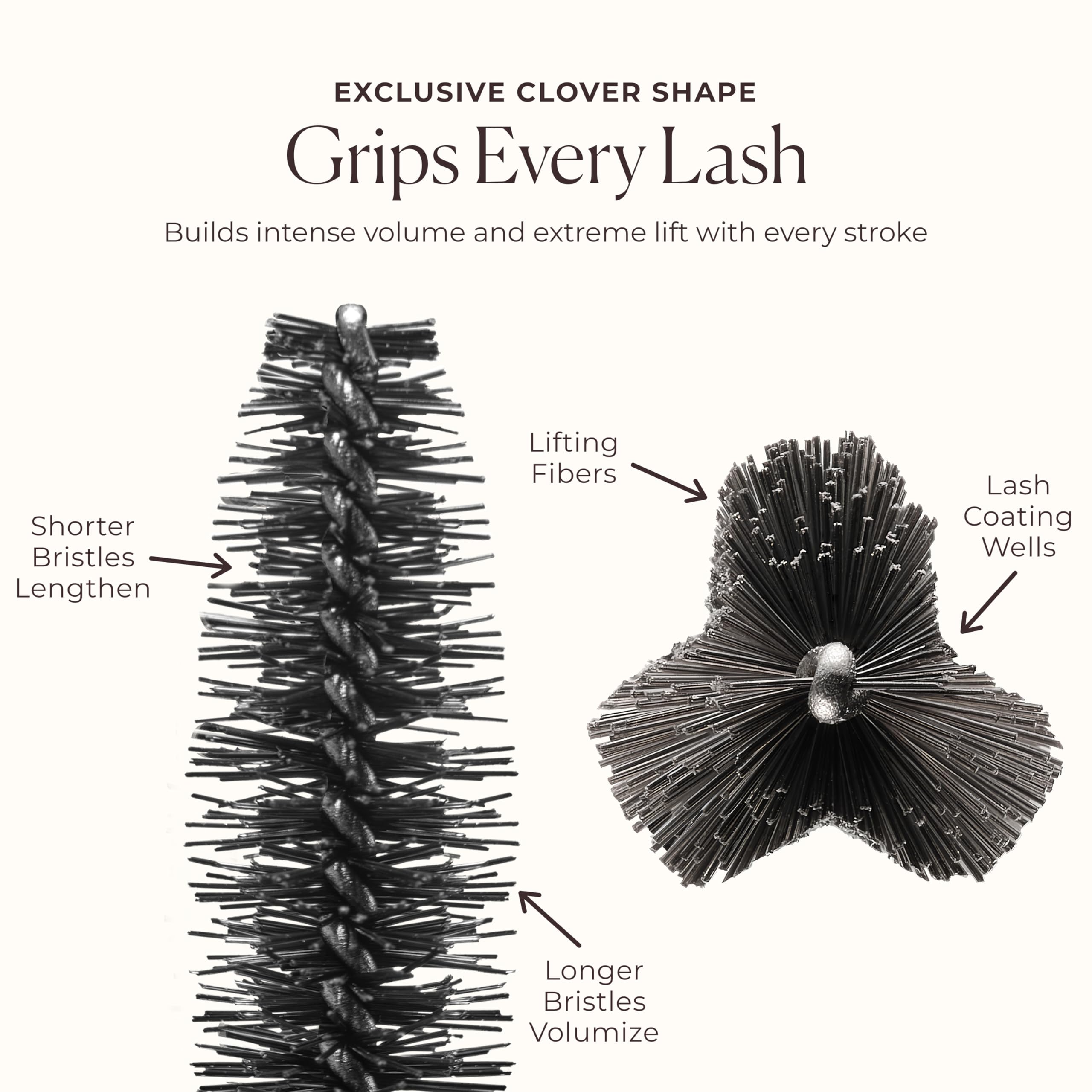 Laura Mercier Caviar Extravagant Mascara before-after shows length and volume progression.