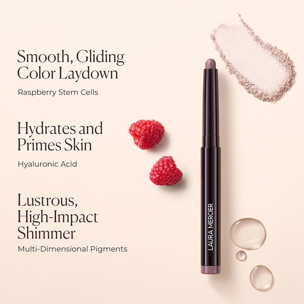 Laura Mercier Caviar Stick Amethyst blend demo on eyelid for seamless shading.