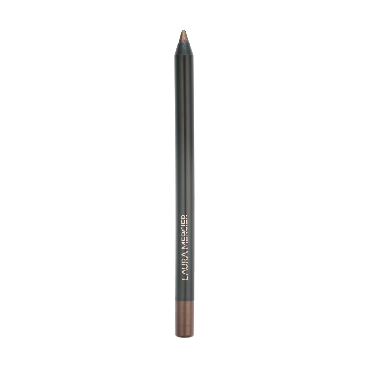 Laura Mercier Caviar Tightline Bronze pencil closeup shows smooth glide for long-lasting tightline.