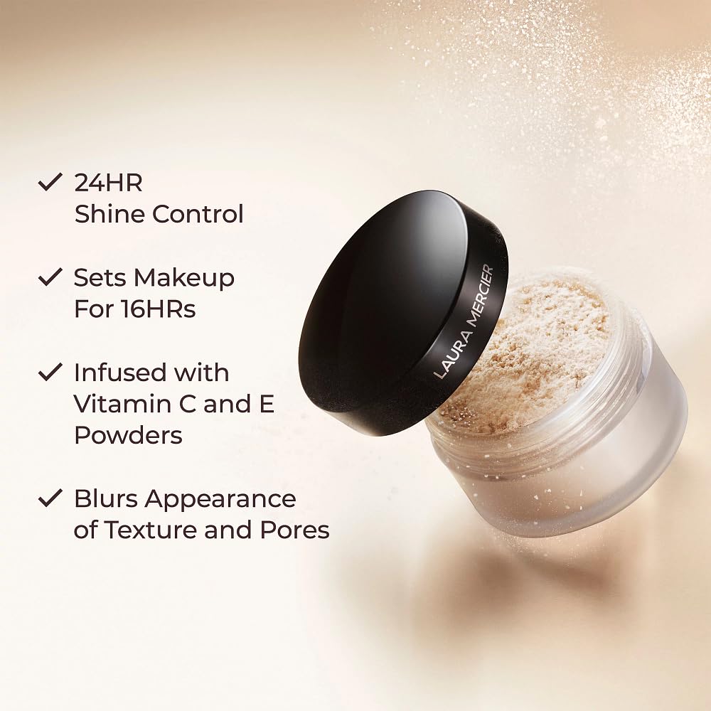 Laura Mercier extended 24-hour shine control in a daytime setting.