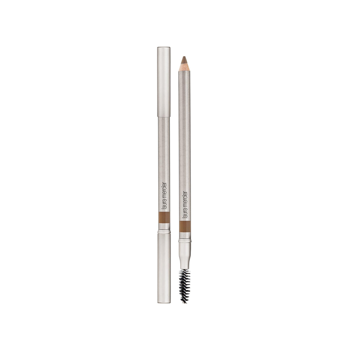 Laura Mercier eyebrow pencil close-up shows a fine tip for precise hair-like strokes