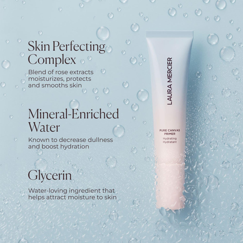 Laura Mercier Pure Canvas Primer Hydrating moisture-lock drop on finger.