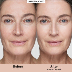 Laura Mercier Real Flawless foundation applied close-up to blur pores for smoother skin