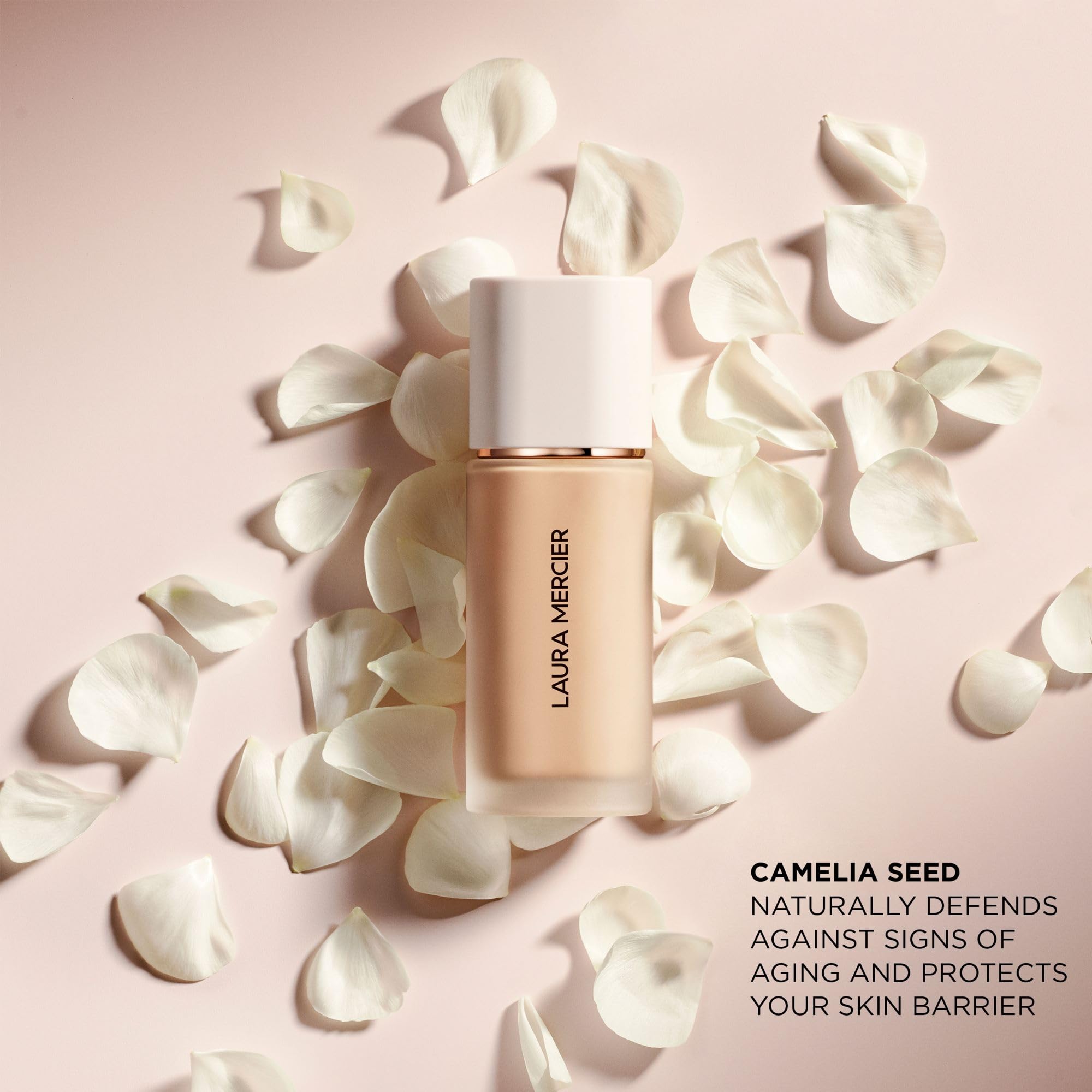 Laura Mercier Real Flawless foundation being blended for hydrated, smooth texture