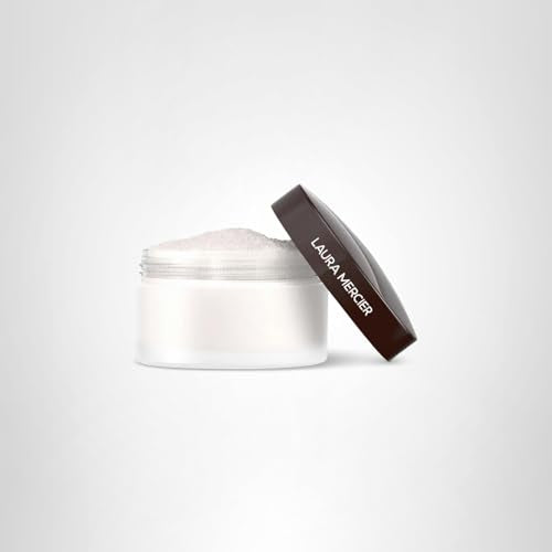 Laura Mercier Secret Brightening Powder before-after swatch reveals brighter under-eye look