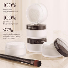 Laura Mercier Secret Brightening Powder compact close-up shows light, breathable formula