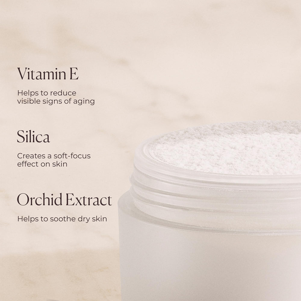 Laura Mercier Secret Brightening Powder application close-up demonstrates smooth, even finish