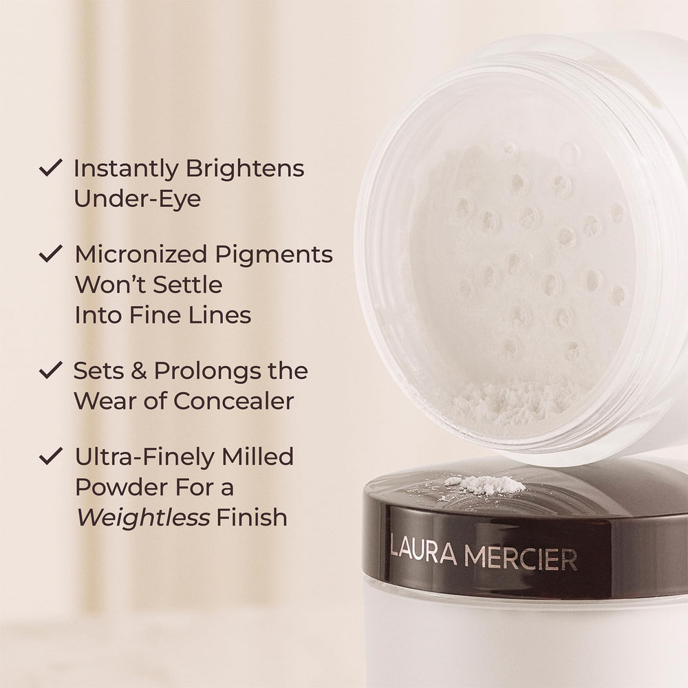 Laura Mercier Secret Brightening Powder translucent texture for seamless concealer setting