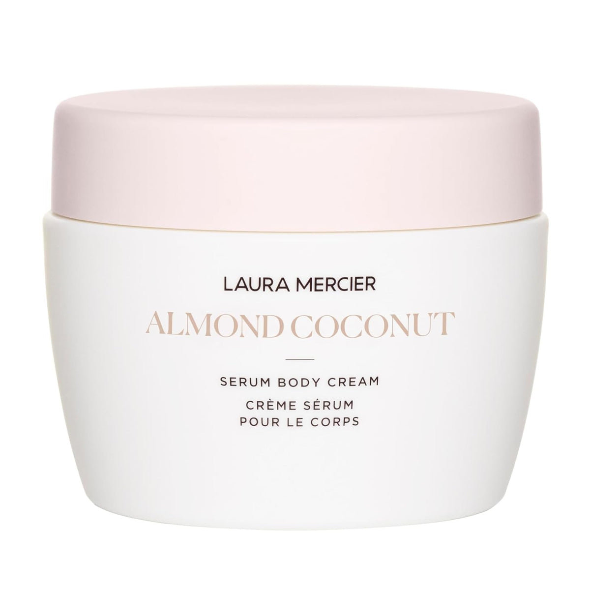 Laura Mercier Serum Body Cream packaging close-up showing rich nourishment and 48-hour hydration