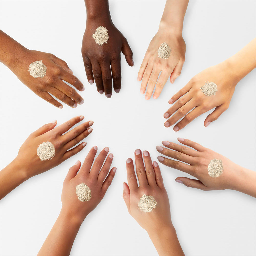 Laura Mercier soft matte finish on cheek demonstrates non-greasy, diffused glow.