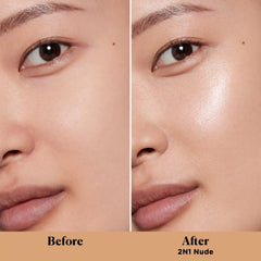 Fingertip application of Laura Mercier Light Revealer for fast no-makeup look