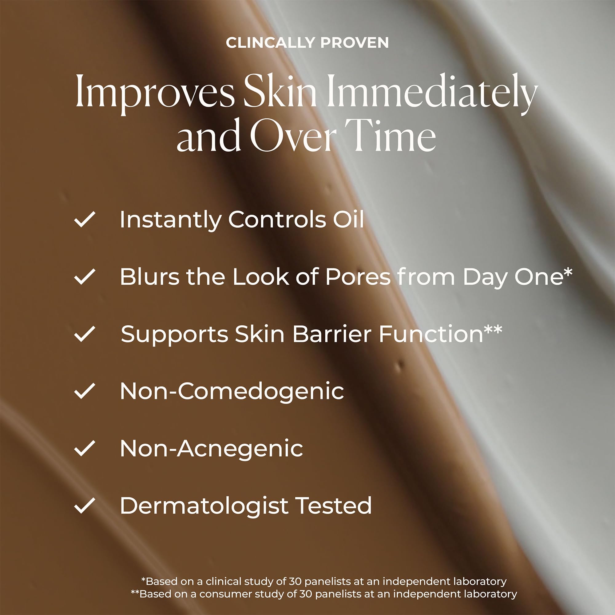 Laura Mercier Tinted Moisturizer Blurred Matte finish close-up highlights soft, velvet-like blur.