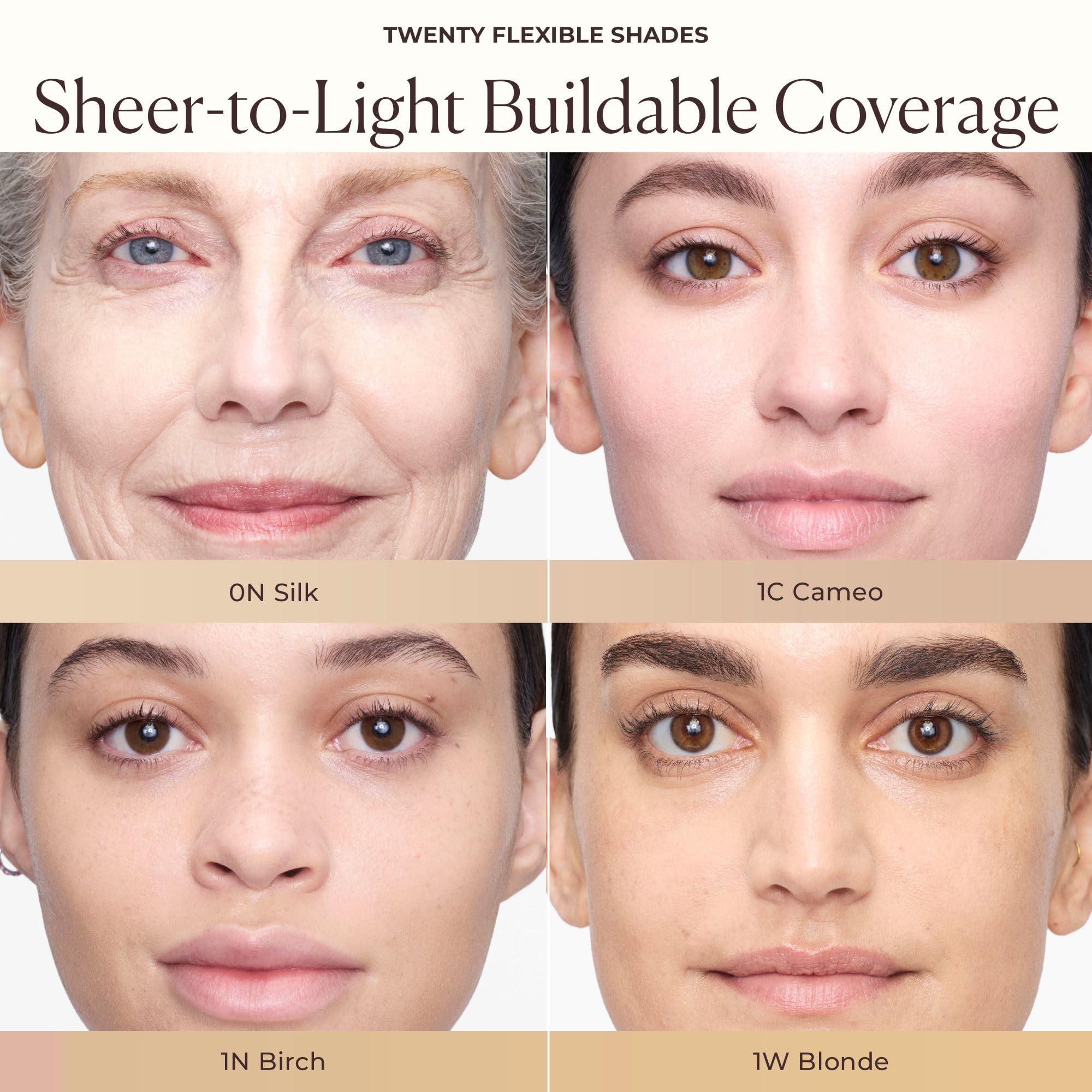 Laura Mercier packaging communicates dermatologist- and ophthalmologist-tested formula.