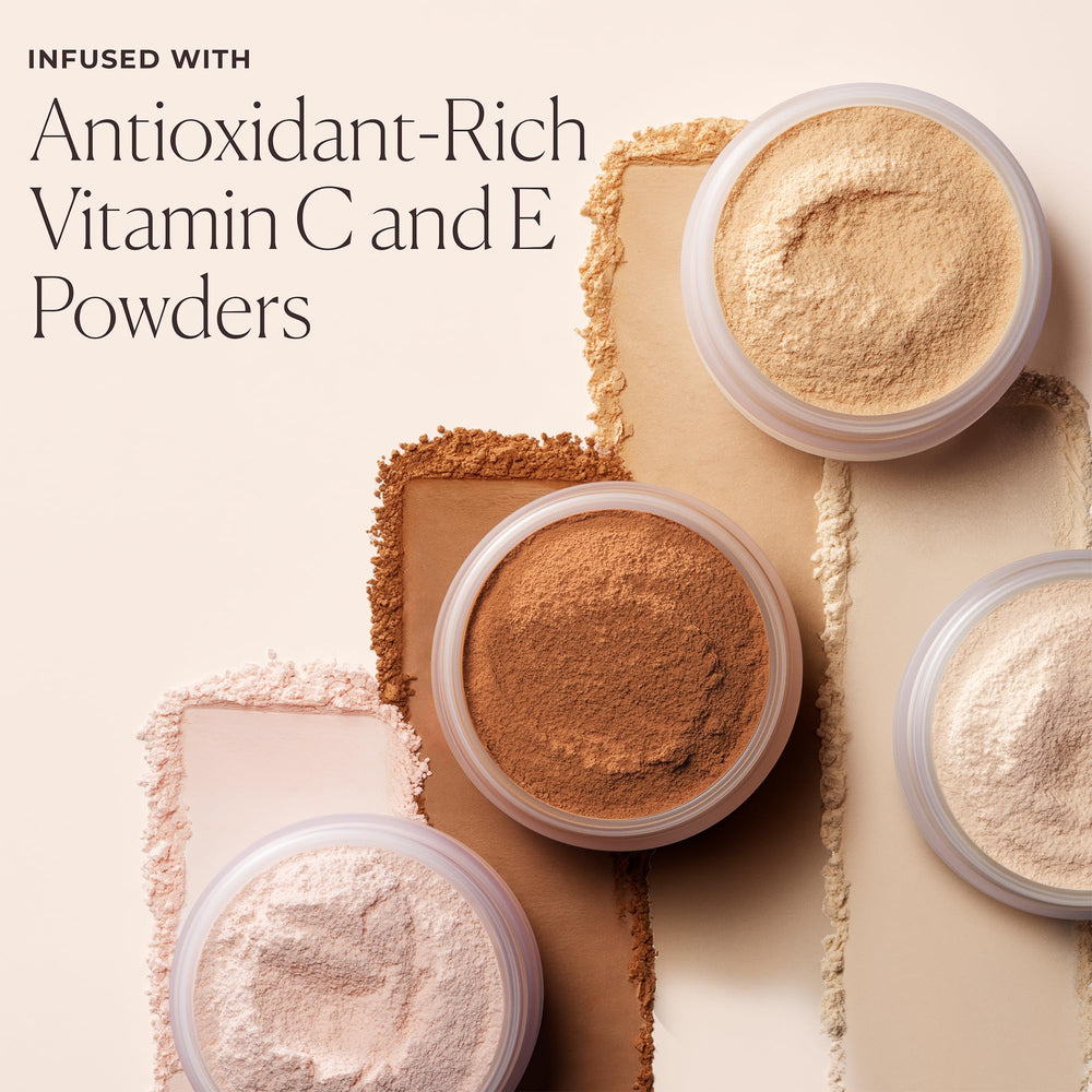 Laura Mercier translucent loose powder application technique using Velour Puff.