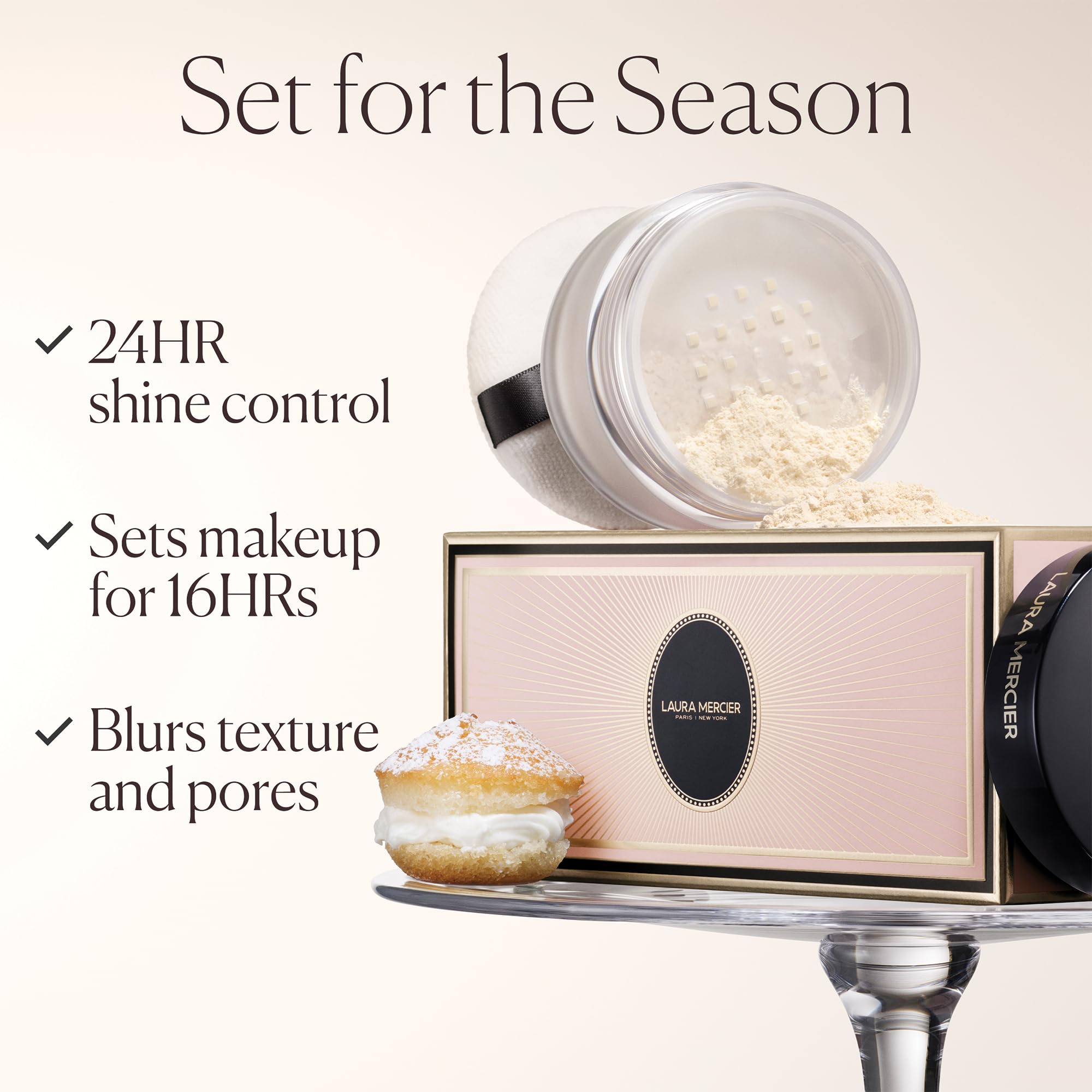 Laura Mercier translucent loose powder soft-matte finish on skin test.