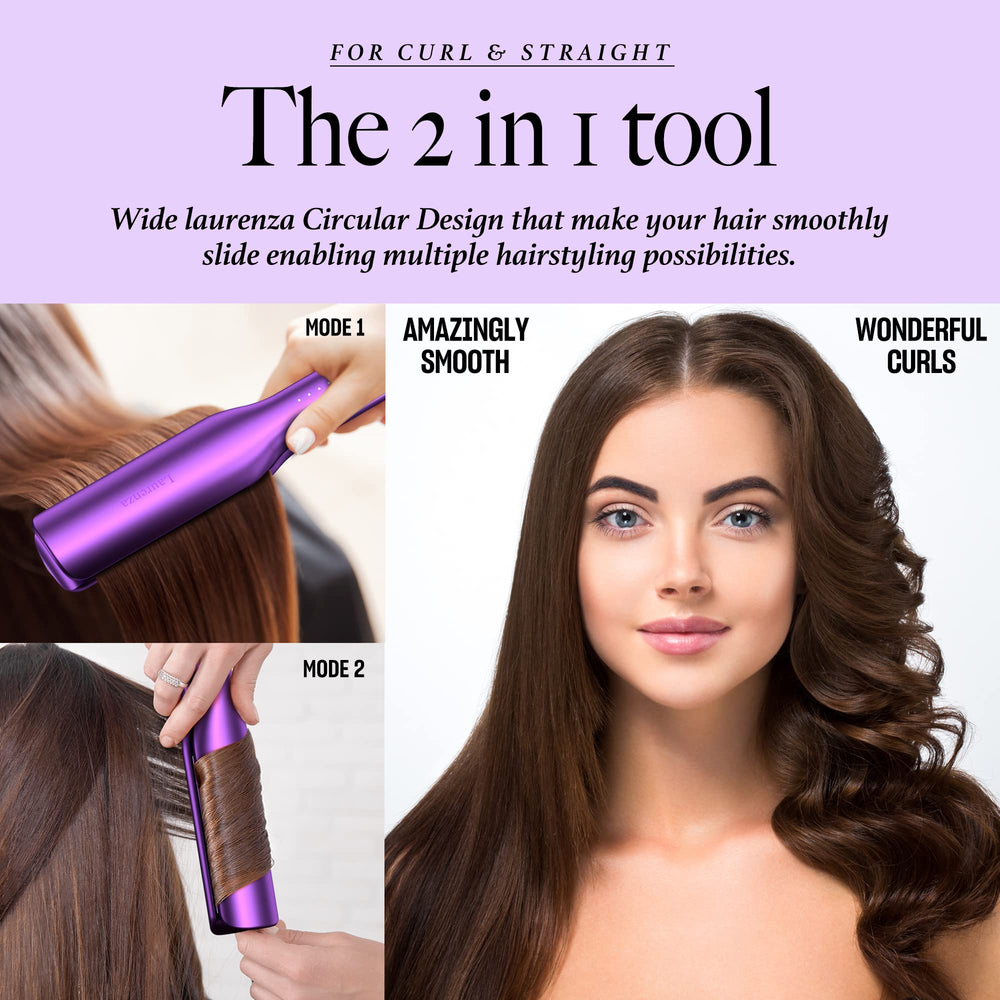 Laurenza five-temperature settings close-up enables precise styling from straight to curl.
