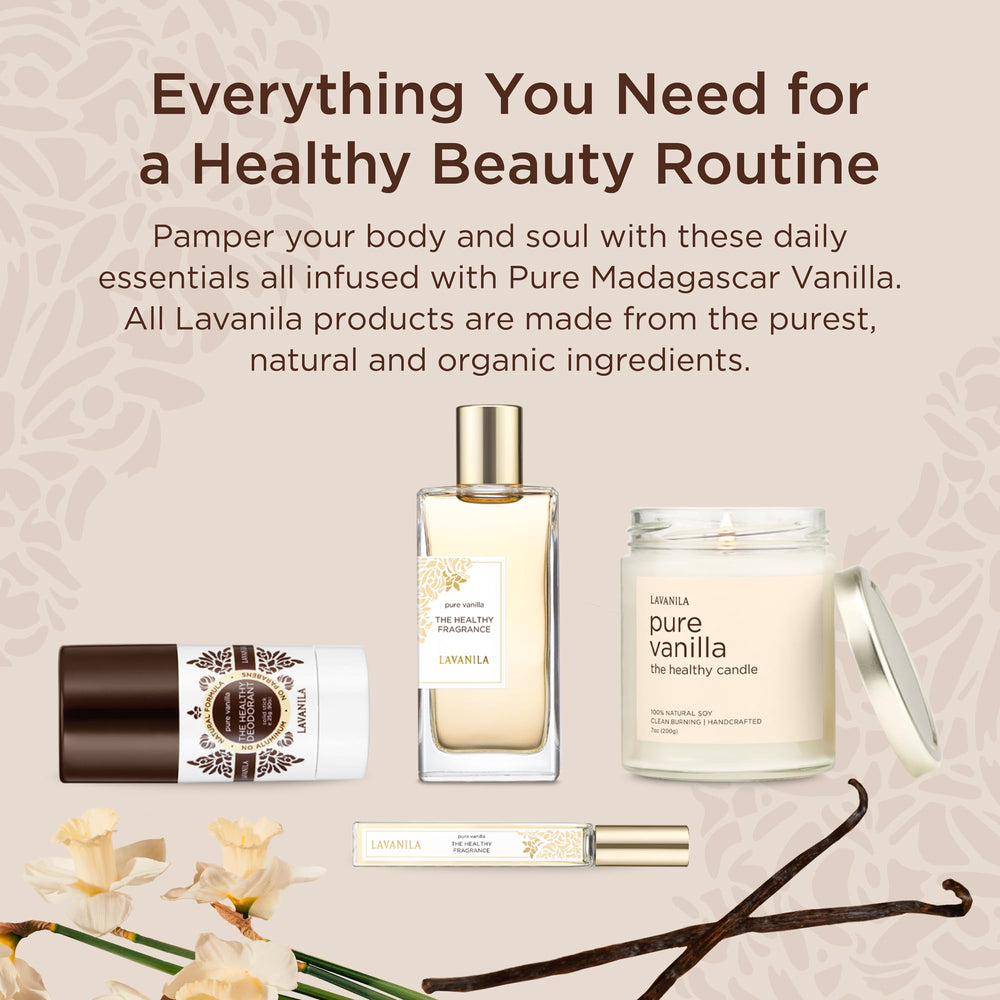 Lifestyle shot implies versatile use in daily routines with Madagascar vanilla aroma