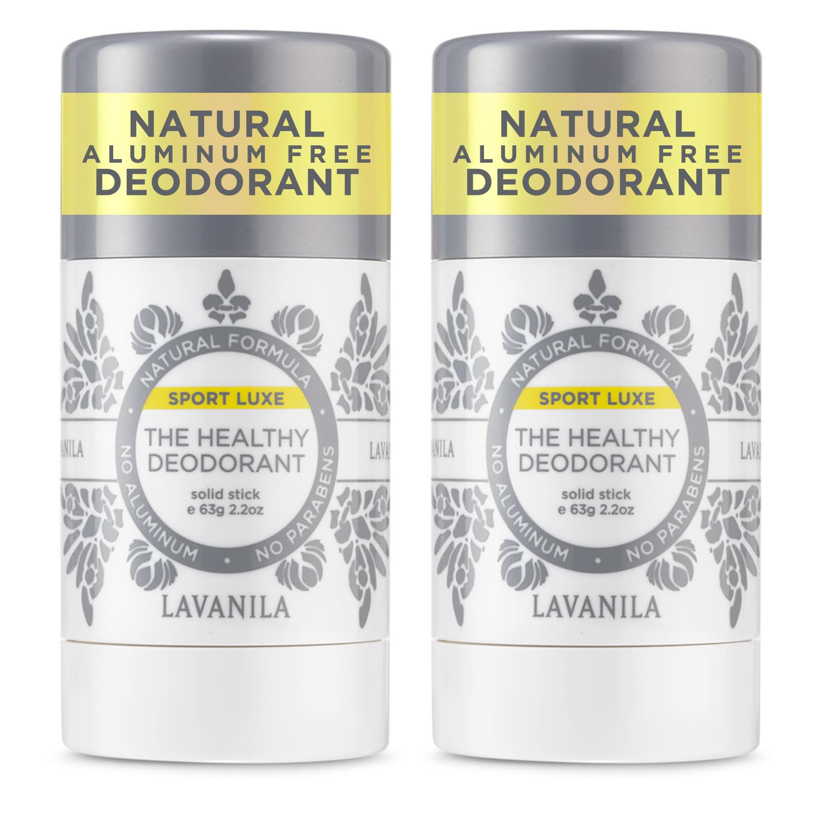 Lavanila Sport Luxe deodorant stick front view highlights aluminum-free protection