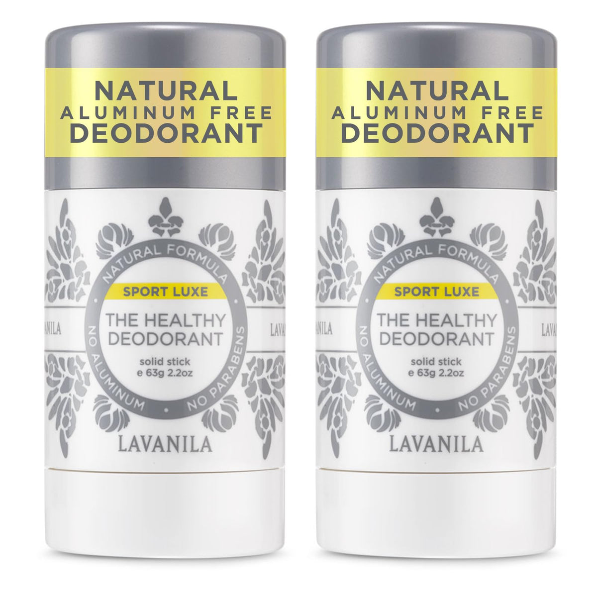 Lavanila Sport Luxe deodorant stick front view highlights aluminum-free protection