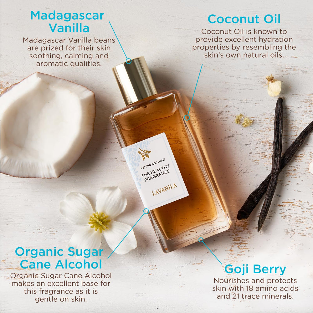 Lavanila Vanilla Coconut being applied to wrist for effortless layering.