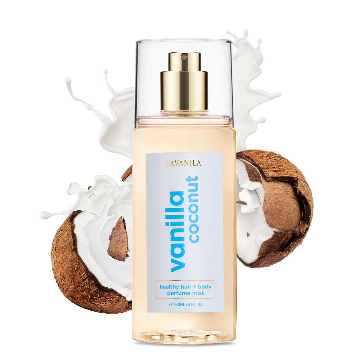 Lavanila Vanilla Coconut Mist bottle shows tropical notes for daily skin and hair fragrance.