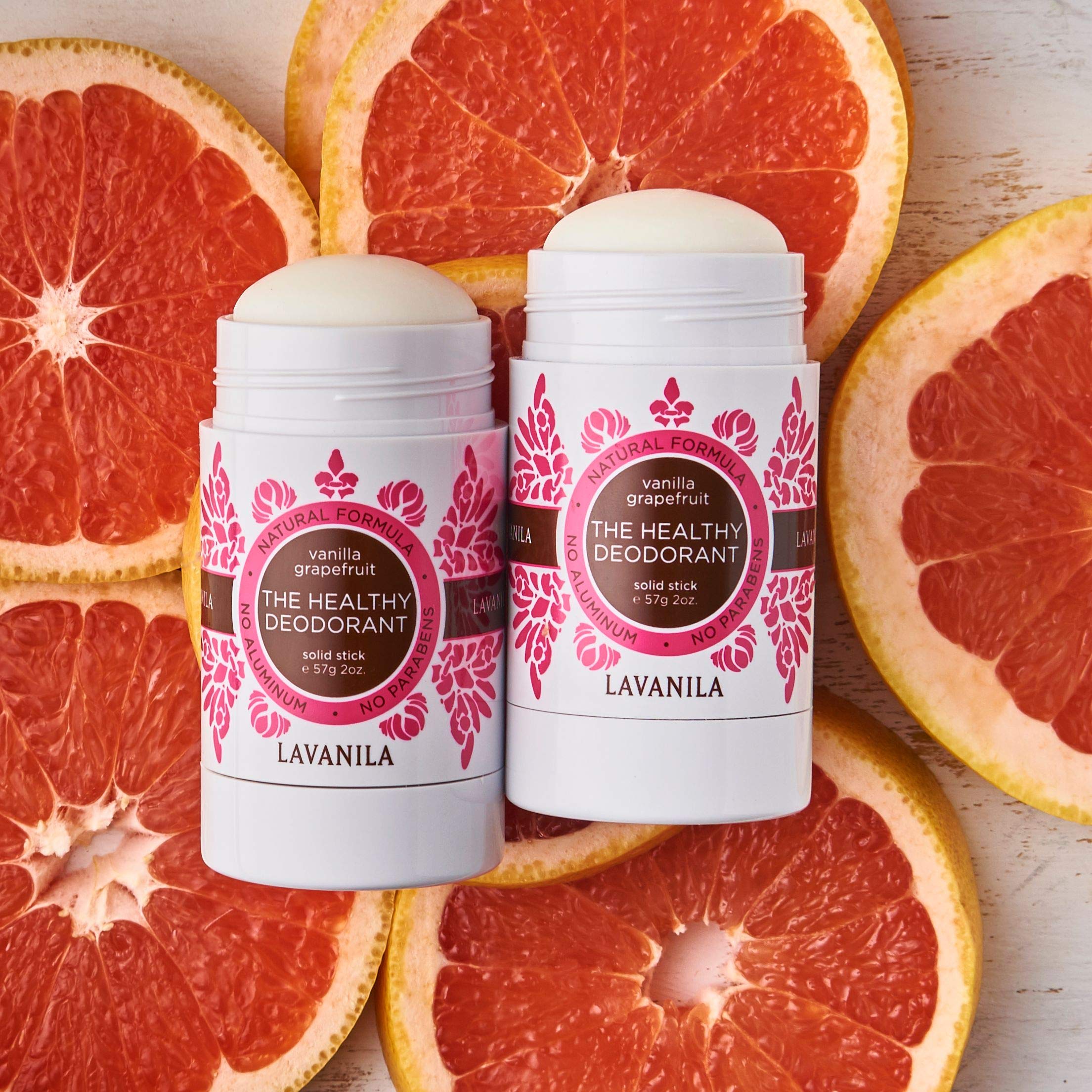 Lavanila Vanilla Grapefruit deodorant made in USA label signals quality.