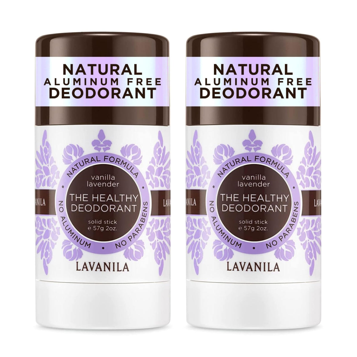 Lavanila Vanilla Lavender deodorant pack 2oz front aluminum-free protection for daily use
