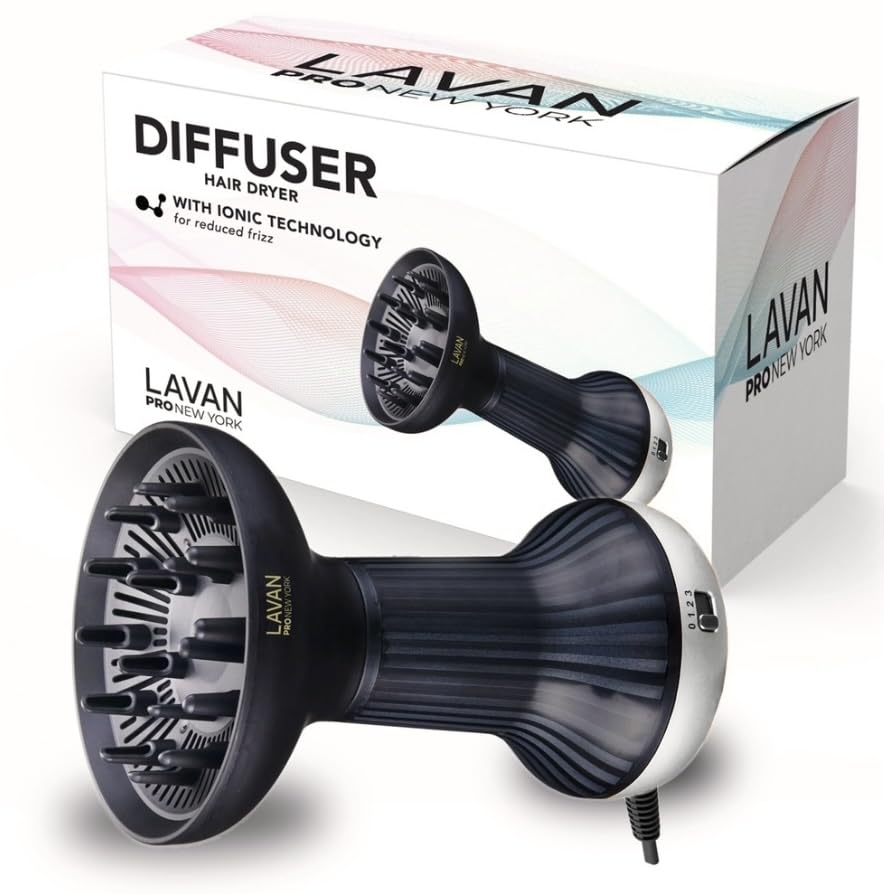 LAVANPRO NEW YORK diffuser hair dryer ionic technology for smoother, defined curls.