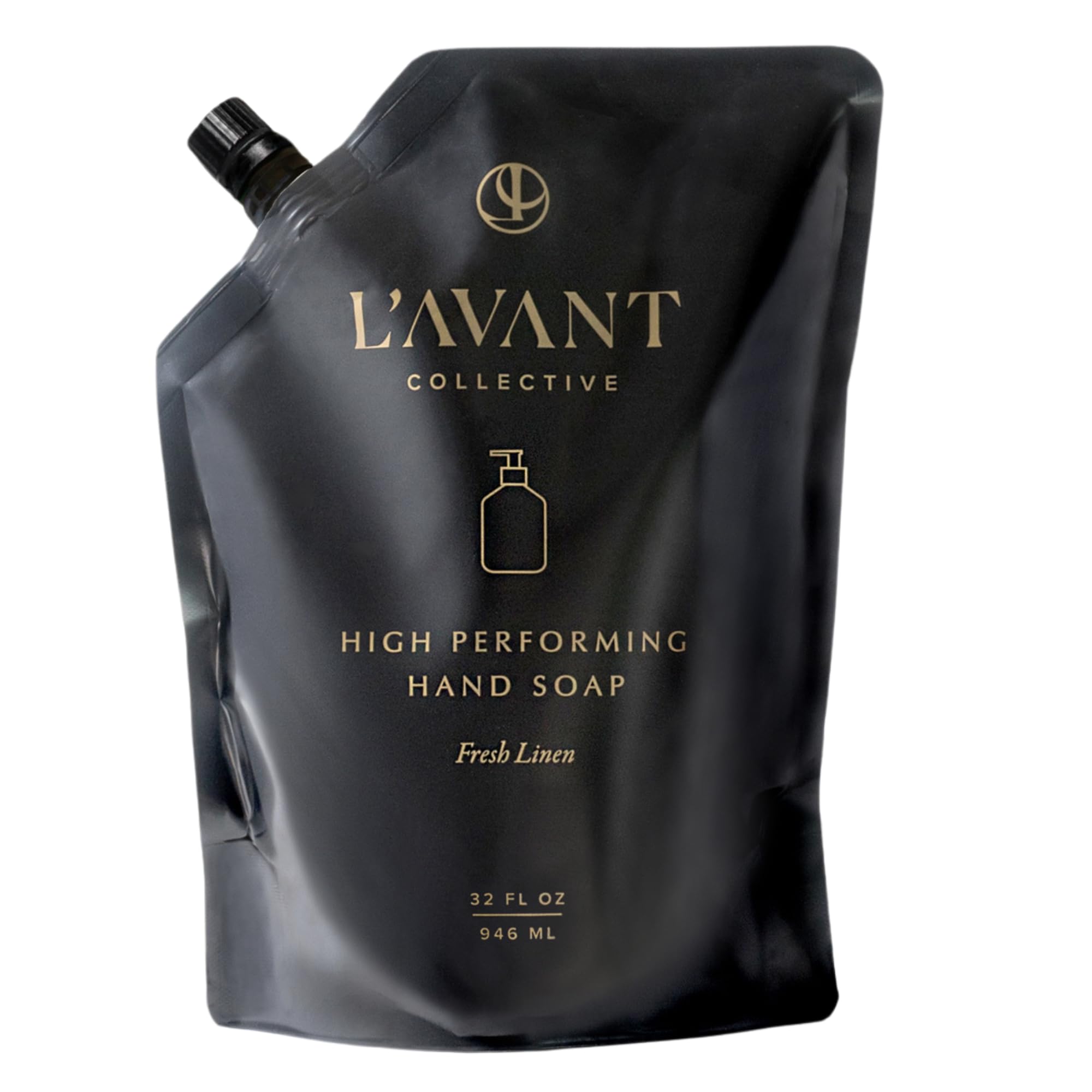 L'AVANT Collective refill pouch for hand soap reduces waste and enables easy refills.