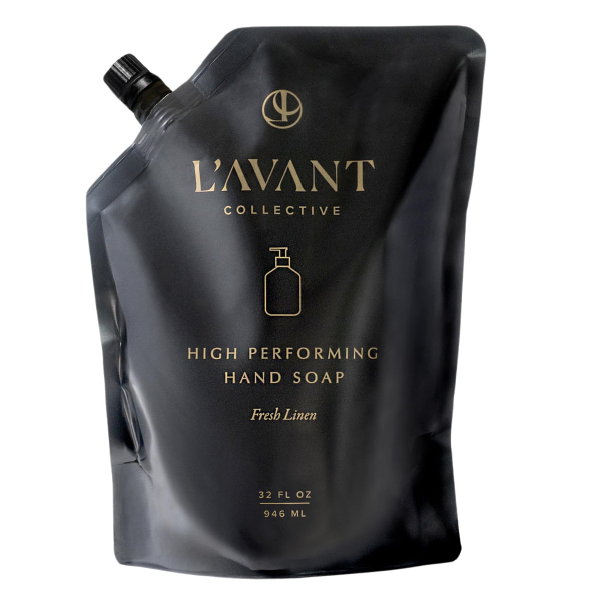 L'AVANT Collective refill pouch for hand soap reduces waste and enables easy refills.