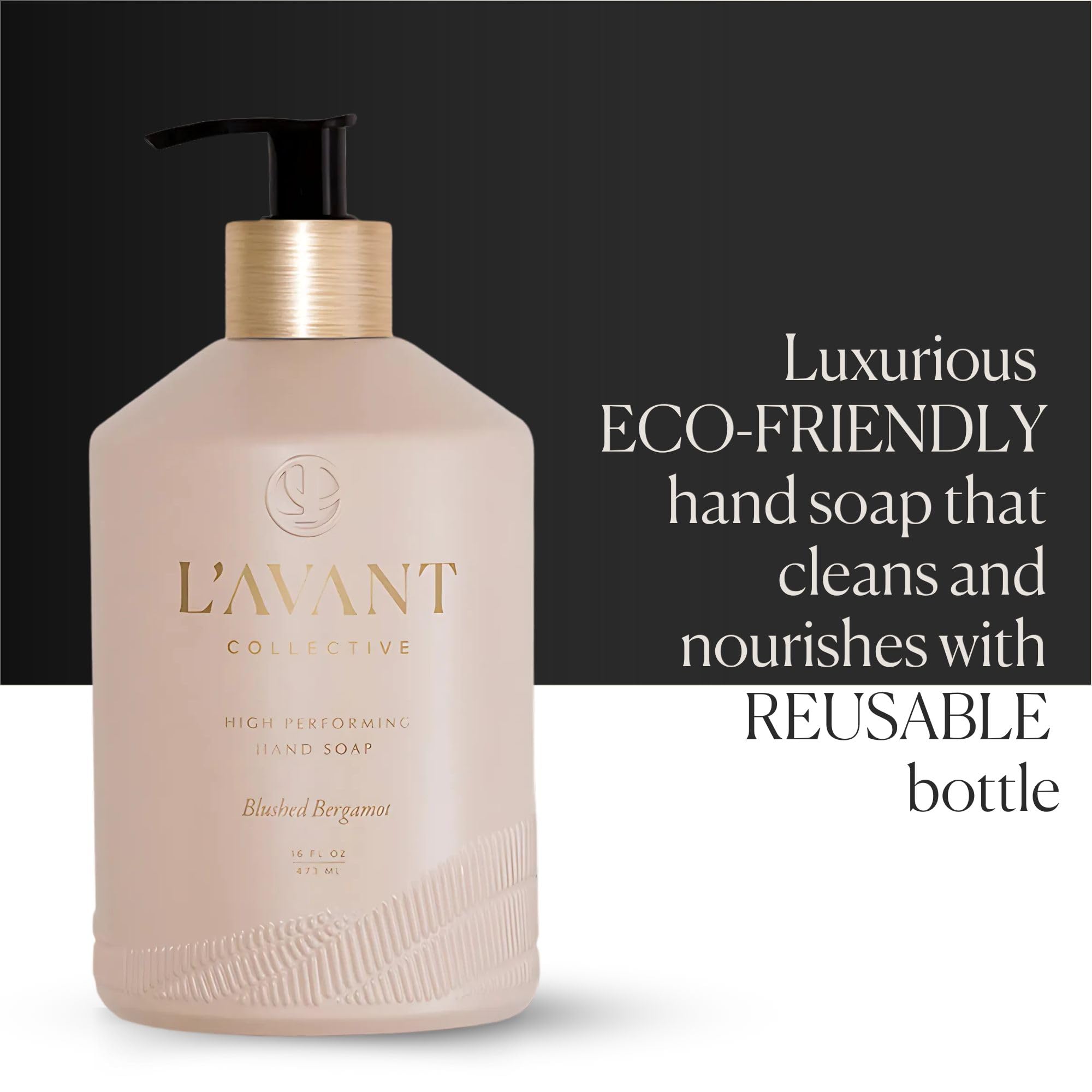 L'AVANT Collective refill packaging demonstrates sustainability and easy replenishment.