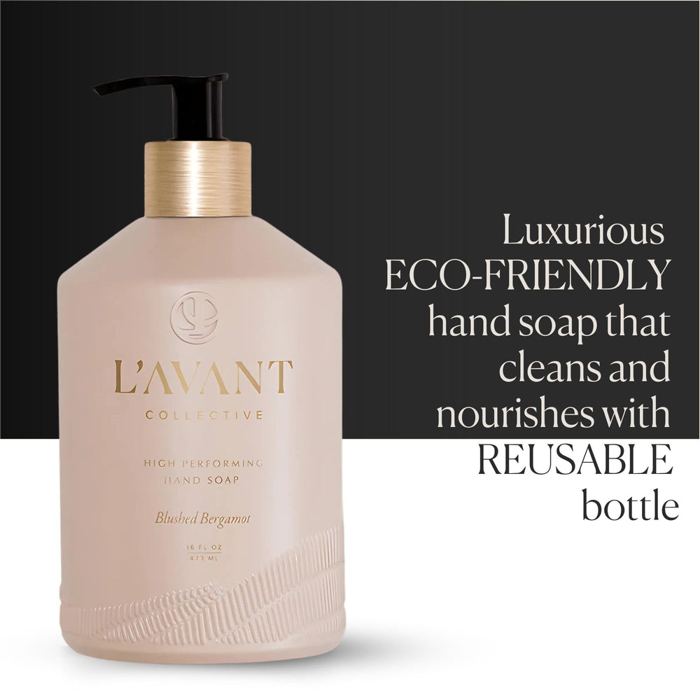 L'AVANT Collective refill packaging demonstrates sustainability and easy replenishment.