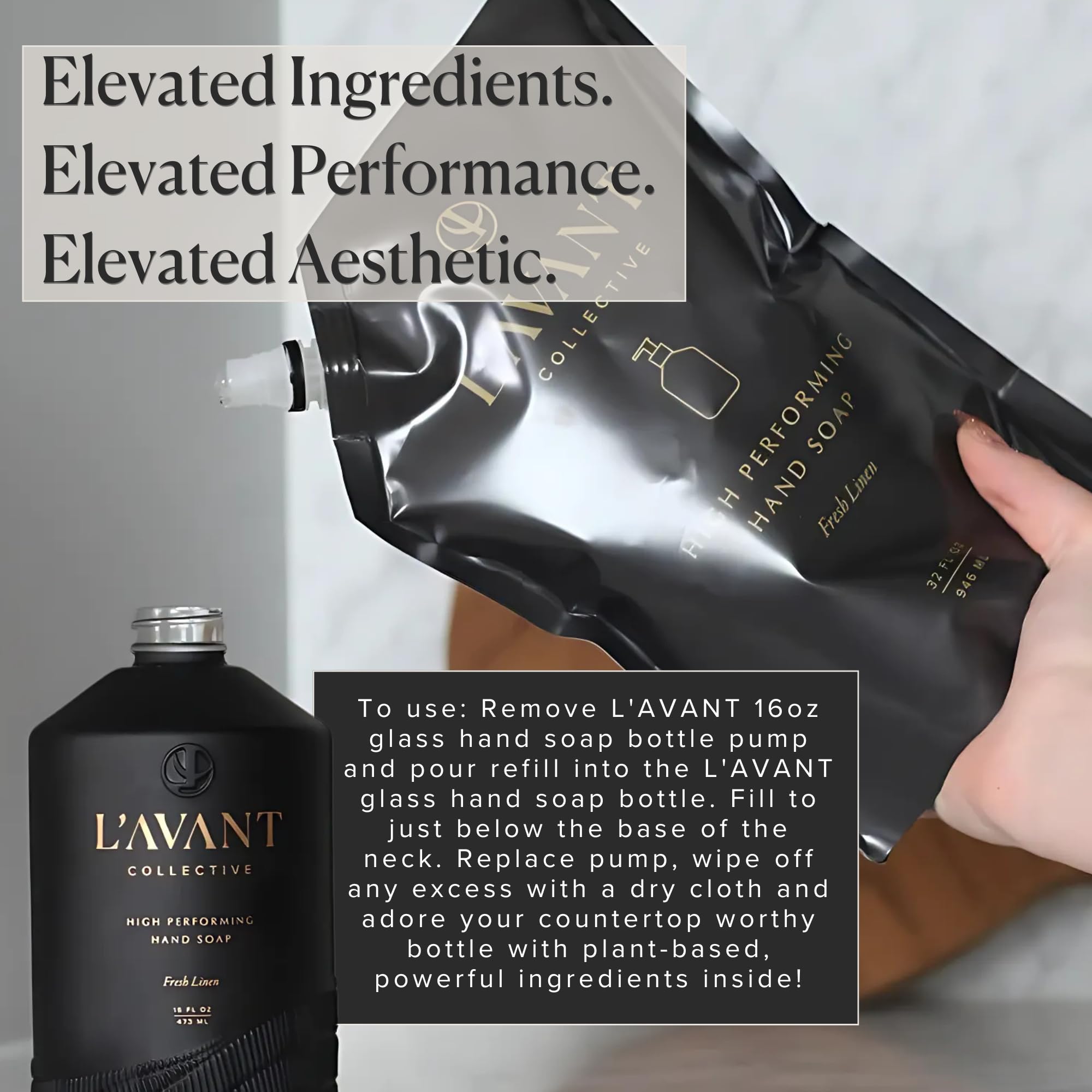 L'AVANT Collective soft-hands closeup highlights gentle cleansing and smooth skin.