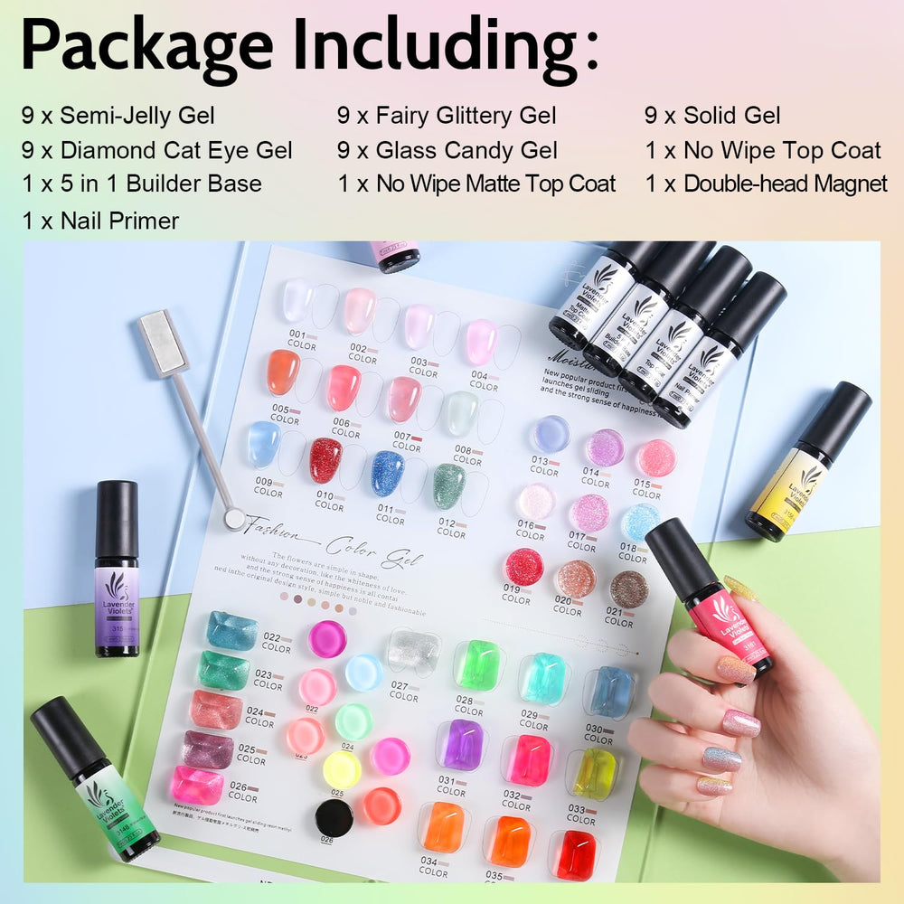 Lavender Violets 45-colors cat-eye glitter polish for chic accent nails